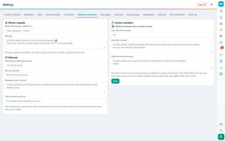 Reviews, referrals & booking